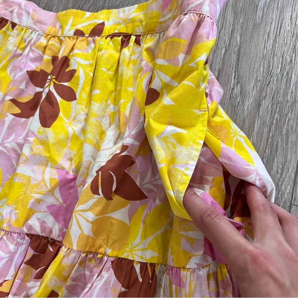 Xirena Angeline Tiered Cotton Skirt in Pink Lemonade
